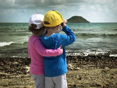 Two kids at the beach