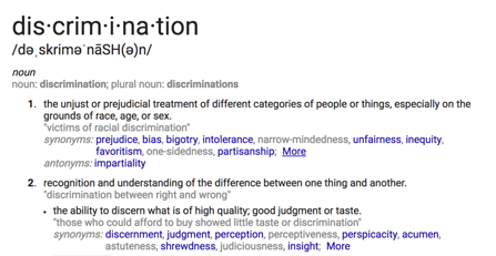 Discrimination,discrimination definition,discrimination in the workplace,discrimination synonym,information about discrimination