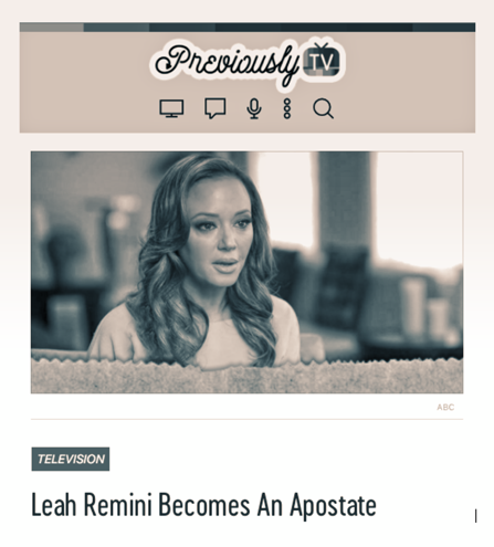 Leah Remini. The Apostate