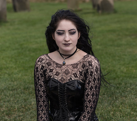 A gothic girl in a cemetery
