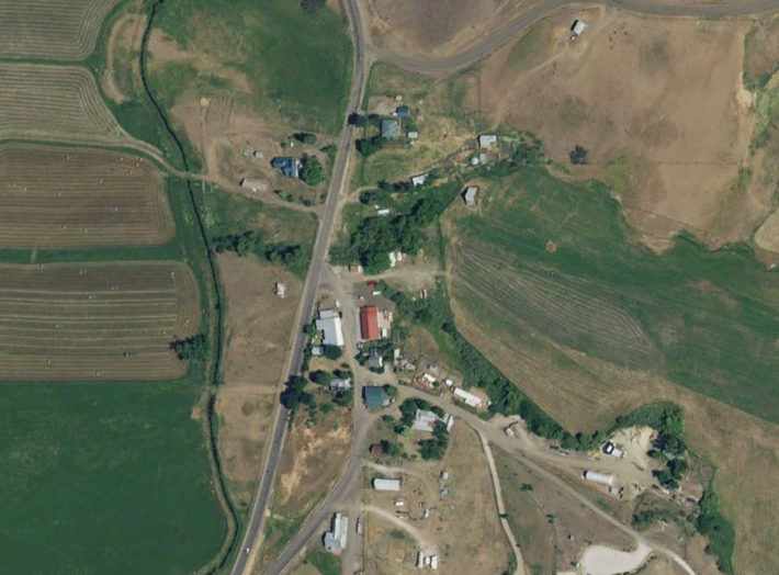 An Apple Maps satellite view of Ola, Idaho, where Michael and his wife traveled to watch the eclipse.