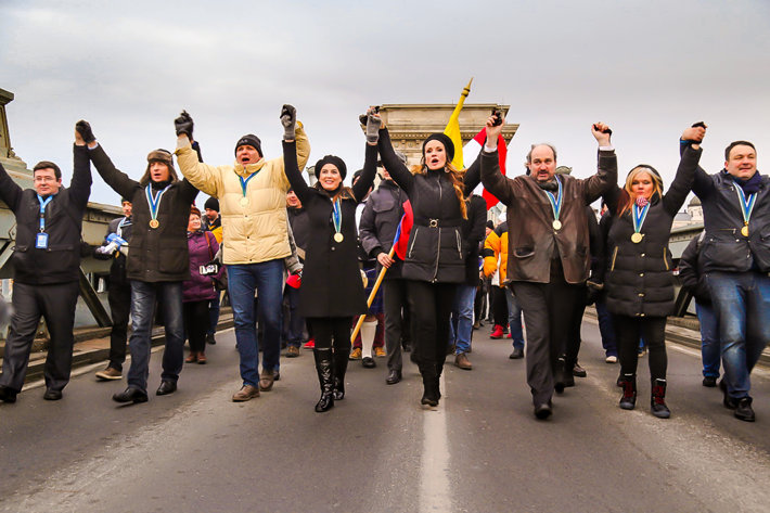 Scientologists and friends march for religious freedom in Hungary