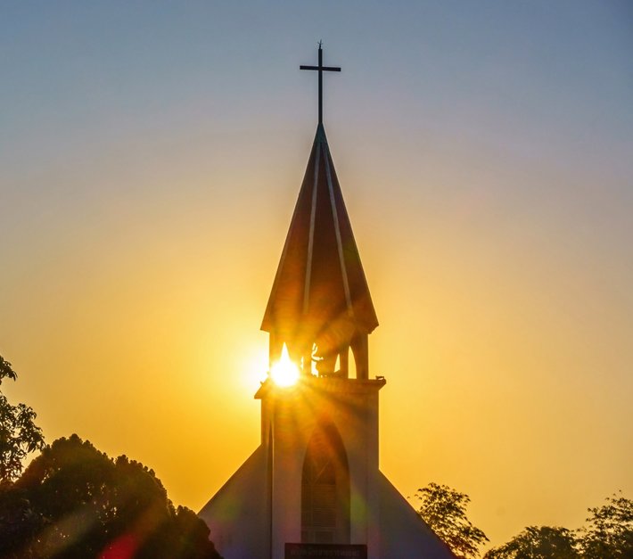 A church at sunset