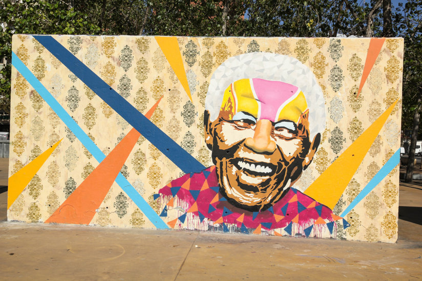 A tribute to Nelson Mandela in Barcelona, Spain.