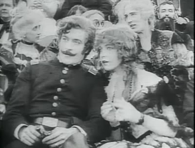 Black and white image of a man and woman