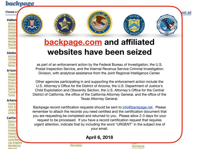 Backpage.com website seizure alert