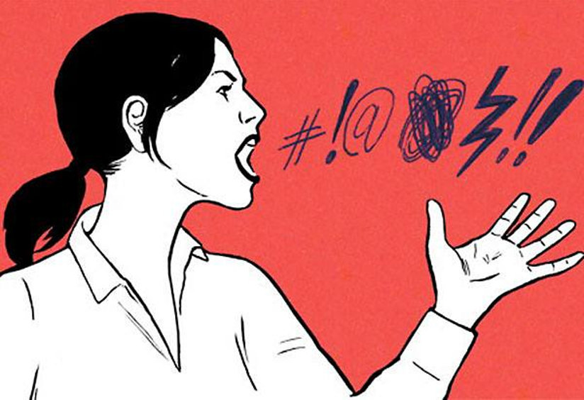 Woman blurting out a curse word