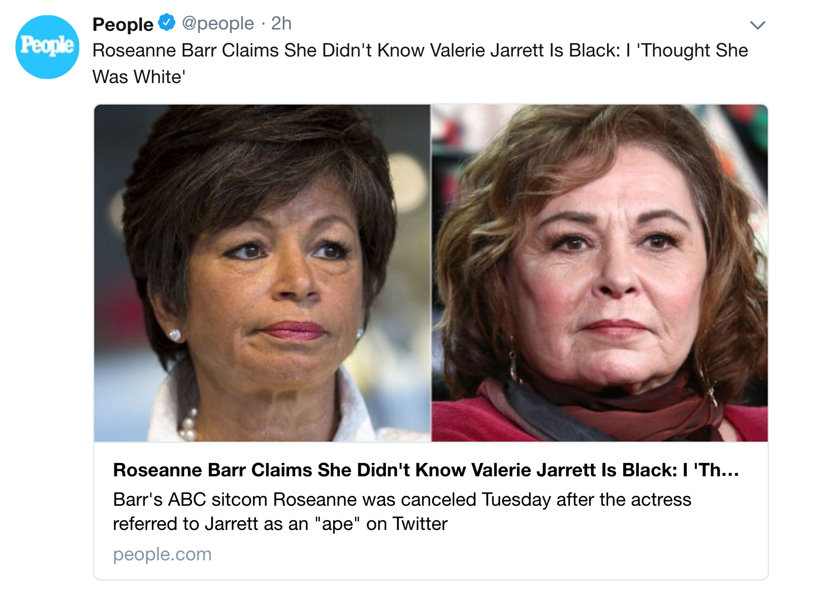 Roseanne Barr sent a racist tweet