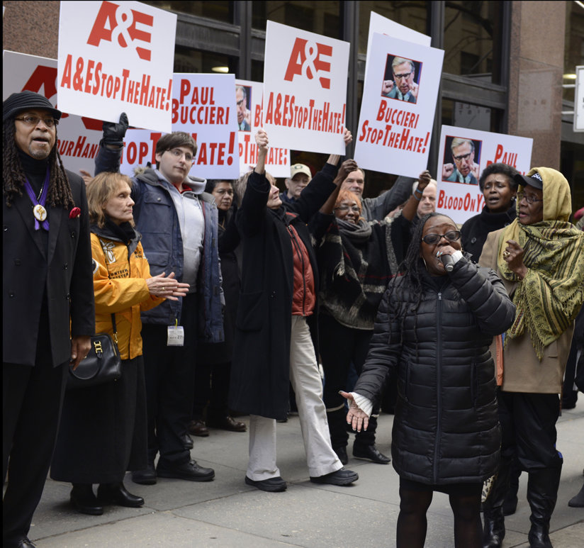 Protesters outside of A&E