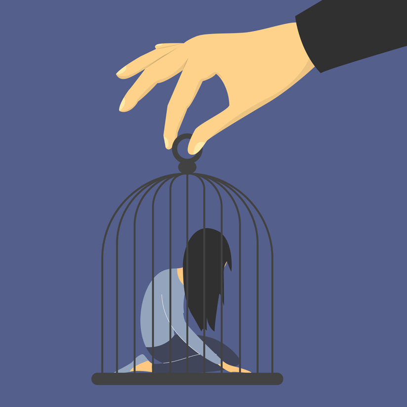 Girl in a cage