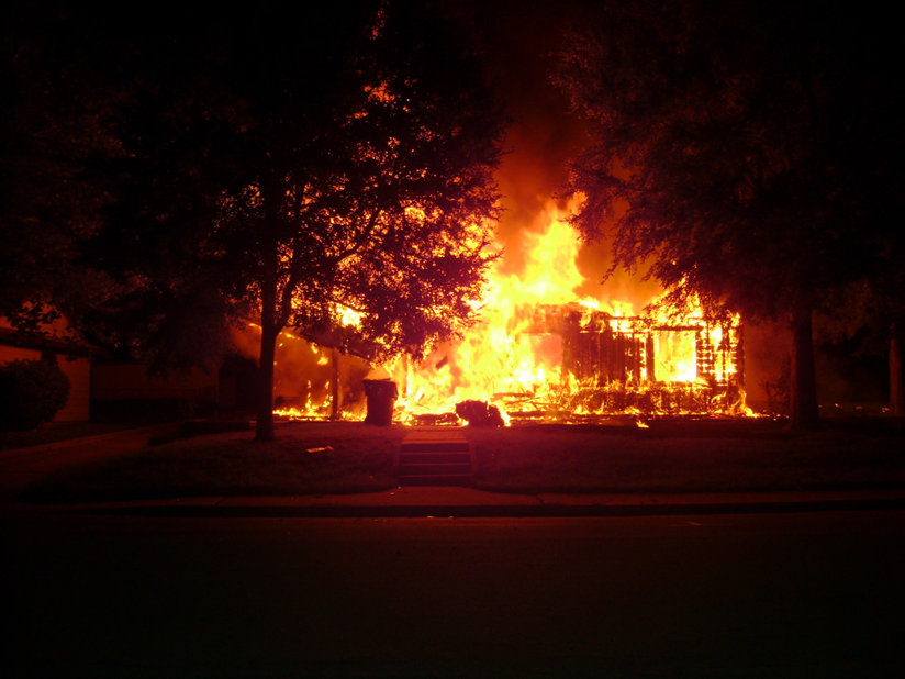 A house on fire