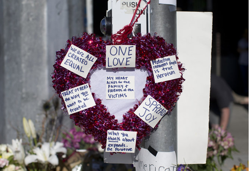 A heart at the vigil held for victims of the Portland stabbing.