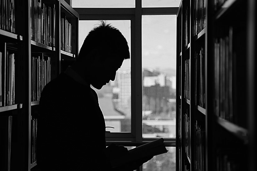 Man in a library